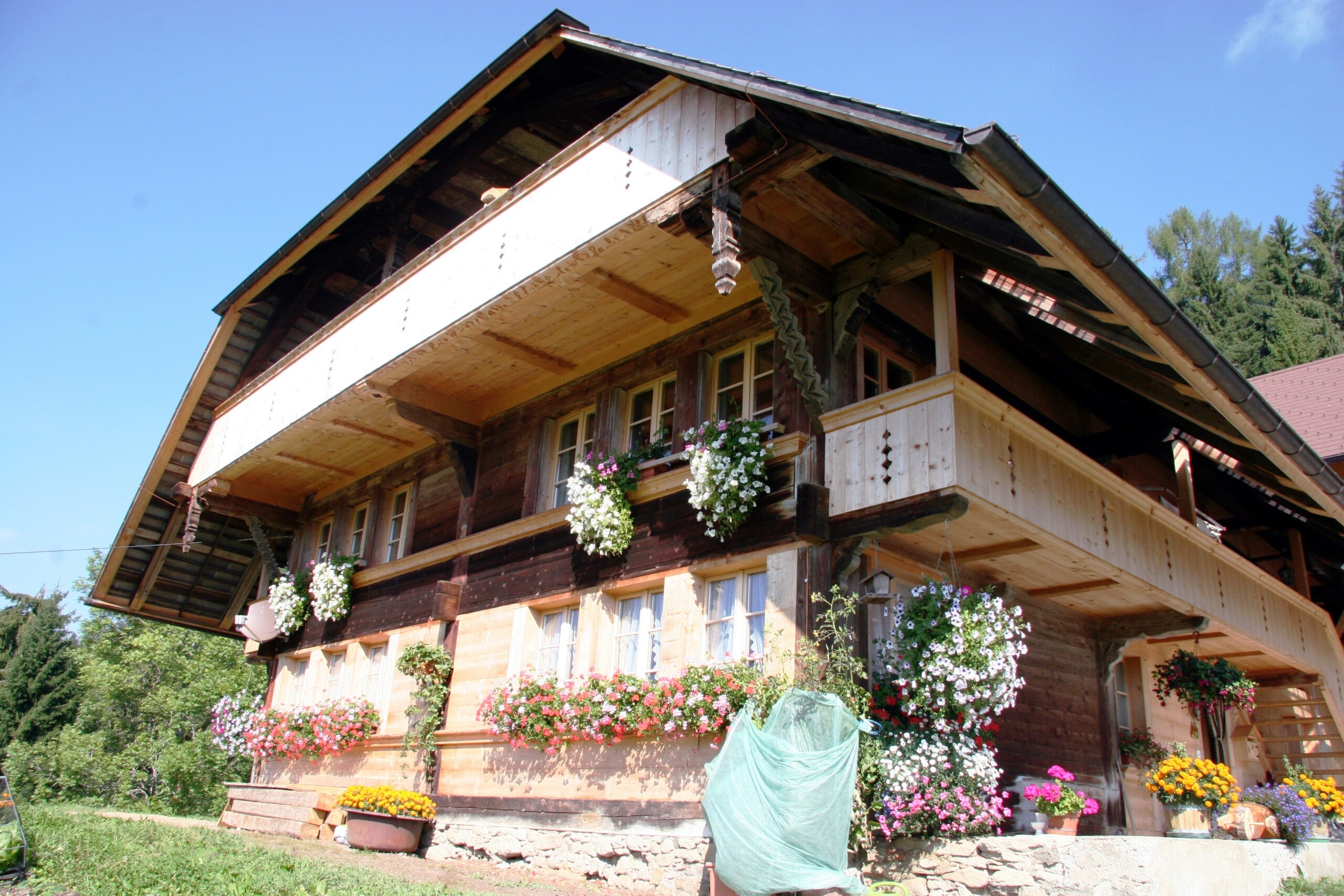 Bauernhaus mit Blumen
